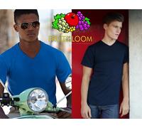 STOCK pezzi 5 FRUIT OF THE LOOM maglietta t-shirt COLLO A V manica corta 7 color