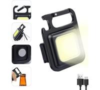 Stock Torcia LED Piccola 800 Lumen Ricaricabile Mini Portachiavi 4 Modalità Torcia Portatile con Supporto Pieghevole Apribottiglie Base Magnetica per Pesca, Cami