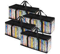 Stock Your Home Sacchetti per DVD (4 pezzi) - in PVC trasparente - Custodia resistente all'acqua per DVD con manici, in plastica trasparente, per il trasporto di DVD, CD, videogiochi, libri