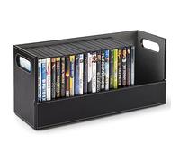 Stock Your Home Scatola portaoggetti per DVD, organizer per Blu-Ray, custodie per videogiochi, CD, supporto per nastri VHS, supporto per dischi può contenere fino a 28 DVD, in ecopelle (nero)