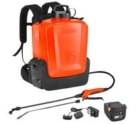 STOCKER - Kit Pompa Elettrica a Zaino 15L con Batteria 21V 2.6Ah - Nebulizzatore Ergonomico per Giardinaggio e Agricoltura - Pressione Regolabile 2.5-5 Bar - 305 min Autonomia