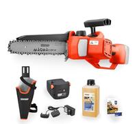 STOCKET - Kit Motosega Cordless Magma E-200 LA 21V Professionale - Fodero, Batteria 2.6Ah, Olio Lubrificante - Set Potatura 5 Pezzi