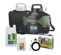 STOCKER Nebulizzatore Giardino Elettrico Geyser 4L - Kit Completo Antizanzare con Timer e Pompa Automatica, Batteria Li-Ion 12V, Copertura fino a 200mq, Insetticida e Disabituante Inclusi