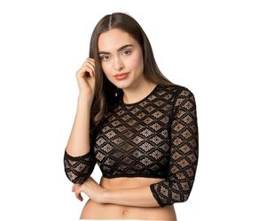 Stockerpoint Dirndlbluse Holly Camicia da Donna, Nero, 48