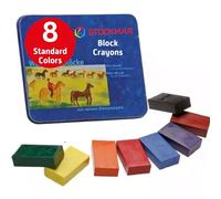 Stockmar 34000 - Pastelli a Cera con Cera d'api, Resistenti all'Acqua, 8 Pezzi, Custodia in Metallo