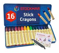 Stockmar Waldorf Homeschool, set di 16 pastelli a cera d'api, atossici, pastelli a cera d'api per bambini e bambini, Waldorf Homeschool, Waldorf Art Supplies, include scatola di latta