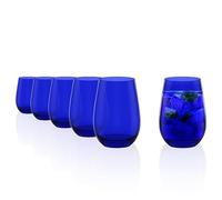 Stölzle Lausitz Bicchieri Acqua Elements Blu Cobalto Set 6 - Bicchieri alti 465 ml in cristallo senza piombo - Per acqua succhi e cocktail - Lavabili in lavastoviglie resistenti agli urti