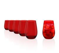 Stölzle Lausitz Bicchieri Acqua Elements Rosso Set 6 - Bicchieri alti 465 ml in cristallo senza piombo - Per acqua succhi e cocktail - Lavabili in lavastoviglie resistenti agli urti