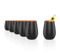 Stölzle Lausitz Bicchieri 465 ml I Set da 6 bicchieri I Set bicchieri lavabili in lavastoviglie infragibili I bicchieri universali per acqua, succhi, whisky I nero bronzo