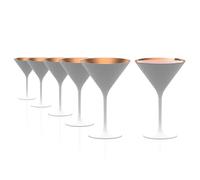 Stölzle Lausitz 1400025EL088, Grandezza - Set di 6 bicchieri da cocktail in cristallo Martini, 240 ml, colore: Bianco opaco e Bronzo