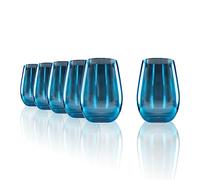 Stölzle Lausitz Bicchieri Longdrink Mirror Blu Set da 6 - 465 ml Bicchieri Alti in Cristallo per Acqua Succhi e Cocktail - Design Specchiato Elegante - Resistenti agli Urti - Lavabili in Lavastoviglie