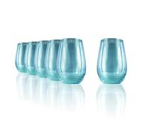Stölzle Lausitz Bicchieri Longdrink Mirror Turchese Set da 6 - 465 ml Bicchieri Alti in Cristallo per Acqua Succhi e Cocktail - Design Specchiato Colorato - Resistenti agli Urti