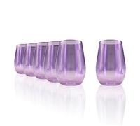 Stölzle Lausitz Bicchieri Longdrink Mirror Viola Set da 6 - 465 ml Bicchieri Alti in Cristallo per Cocktail Acqua e Succhi - Design Specchiato - Lavabili in Lavastoviglie - Resistenti agli Urti