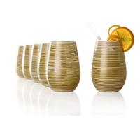 Stölzle Lausitz Bicchieri TWISTER Bianco-Oro Set 6x 465ml - Bicchieri in cristallo per acqua succhi e cocktail - Resistenti agli urti e lavabili in lavastoviglie - Design elegante made in Germany