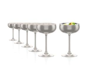Stölzle Lausitz Calici da Champagne Elements Argento Set 6 - 230 ml - Eleganti Coppe in Cristallo per Champagne e Prosecco - Lavabili in Lavastoviglie e Resistenti - Qualità Artigianale Tedesca