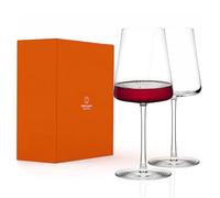 Stölzle Lausitz Set di 2 bicchieri da vino rosso Power da 520 ml, di alta qualità per vini rossi vigorosi, moderni calici da vino rosso con forma quadrata per il massimo sviluppo del gusto, lavabili