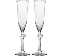 Stölzle Lausitz Calici da spumante romantici L´Amour con cuoricini bianchi, 175ml, set da 2, resistenti ai lavaggi in lavastoviglie