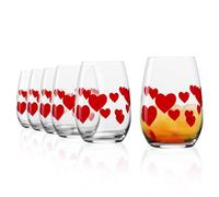 Stölzle Lausitz L'Amour Bicchieri Tumbler Rossi Set di 6, 335 ml - Eleganti Bicchieri da Acqua con Cuore Romantico - Bicchieri da Succo in Cristallo di Alta Qualità - Lavabili in Lavastoviglie
