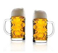 Stölzle Lausitz Oberglas ISAR Boccale 1,0l l Boccale da litro originale dell’Oktoberfest I 2 boccali con manico I Bicchiere da birra tradizionale I lavabili in lavastoviglie I Di pregio