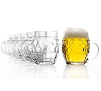 Stölzle Lausitz Oberglas Tübinger Augenkanne Brocca birra con scudo/set di 6 brocche da birra da 250 ml con tratto di riempimento/stabile/bicchieri da birra in vetro di soda lime/boccale da birra,