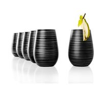 Stölzle Lausitz Set 6 Bicchieri Twister 465ml - Bicchieri Cristallo Senza Piombo per Acqua Cocktail e Succhi - Design Nero-Argento - Resistenti agli Urti e Lavabili in Lavastoviglie