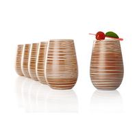 Stölzle Lausitz Bicchieri TWISTER 465ml Bianco-bronzo I Set di 6 bicchieri I Set di bicchieri lavabili in lavastoviglie I infrangibili I bicchieri universali per acqua, succhi e long drink