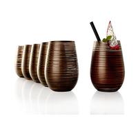 Stölzle Lausitz Set 6 Bicchieri Twister 465ml - Bicchieri in Cristallo Senza Piombo per Acqua Cocktail e Succhi - Design Elegante Nero-Bronzo - Resistenti agli Urti e Lavabili in Lavastoviglie