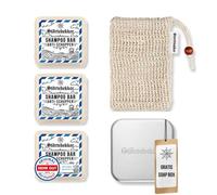 Störtebekker Premium Set doccia - Shampoo resistente antiforfora (x3), sacchetto in sisal + contenitore per sapone in alluminio, set per capelli, cuoio capelluto e barba, realizzato a mano in