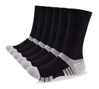 Stoeury Calzini sportivi da uomo in bambù, traspiranti, imbottiti, per escursionismo, camminata, atletica, lavoro, corsa, trekking, ciclismo, unisex, 6 paia, Nero , 9-12