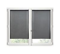 STOF - Coppia di brezze - Dimensione 60 x 160 cm - 100% poliestere - Colore Nero - Modello Monna - Vetri - Privacy e Trasparenza - Tinta unita