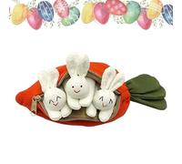 Stoffed Bunny con carota, 3 in portafogli per carote | Tre bambole per carote - forniture per le vacanze, i bambini con la decorazione pasquale dei bambini con chiusura lampo per e ragazze, latteo,
