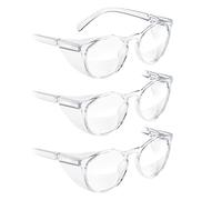 Stoggles Occhiali di sicurezza rotondi in policarbonato certificati Z87.1, antigraffio e infrangibili, lenti con blocco luce blu e UV, protezioni superiori e laterali, rivestimento anti-appannamento