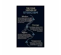 Stoic Virtues Poster: The 4 Pillars of Stoicism for Philosophy and Wisdom Home Decor(Unframed,12x18inch(30x45cm))