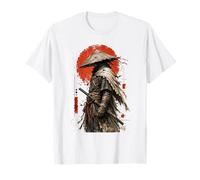 Stoico Ronin Samurai Sole Rosso Guerriero Giapponese Ritratto Arte Maglietta