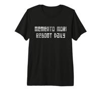 StoicTech Pixel Art Memento Mori Detto Maglietta Premium
