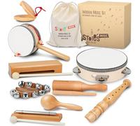 STOIE'S Strumenti Musicali Legno Bambini 3 4 5 6 Anni Percussioni Montessori Set Strumenti Musicali Bambini Maracas Tamburello Bambini Giocattoli Musicali