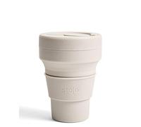 STOJO On-The-Go - Tazza da caffè pieghevole, 355 ml, riutilizzabile e pieghevole, in silicone, con coperchio, portatile, tascabile, lavabile in lavastoviglie, colore: avena