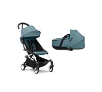 STOKKE - Duo YOYO³ Con Navicella Bassinet Aqua e Telaio Bianco