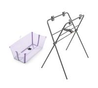 Stokke Flexi Bath (Lavender) + Supporto per Flexi Bath - Vaschetta per bambini fino ai 10 kg - Pieghevole, durevole e facile da riporre - Comodo da usare a casa o in viaggio
