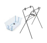 Stokke Flexi Bath (Ocean Blue) + Supporto per Flexi Bath - Vaschetta per bambini fino ai 10 kg - Pieghevole, durevole e facile da riporre - Comodo da usare a casa o in viaggio