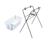 Stokke Flexi Bath (Ocean Blue) + Supporto per neonati + Supporto per Flexi Bath - Ideale per bambini fino ai 48 mesi - Pieghevole, durevole e facile da riporre