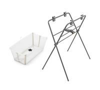 Stokke Flexi Bath (Sandy Beige) + Supporto per Flexi Bath - Vaschetta per bambini fino ai 10 kg - Pieghevole, durevole e facile da riporre - Comodo da usare a casa o in viaggio