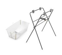 Stokke Flexi Bath (Sandy Beige) + Supporto per neonati + Supporto per Flexi Bath - Ideale per bambini fino ai 48 mesi - Pieghevole, durevole e facile da riporre