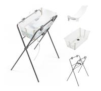 Stokke Flexi Bath (Sandy Beige) + Supporto per neonati + Supporto per Flexi Bath - Ideale per bambini fino ai 48 mesi - Pieghevole, durevole e facile da riporre
