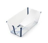 STOKKE Flexi Bath - Vasca da bagno pieghevole per neonati e bambini con supporto per neonati, colore: Blu trasparente