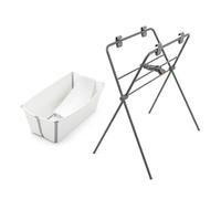 Stokke Flexi Bath (White) + Supporto per neonati + Supporto per Flexi Bath - Ideale per bambini fino ai 48 mesi - Pieghevole, durevole e facile da riporre