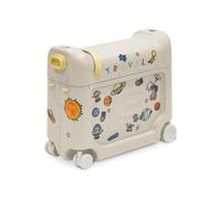 Stokke JetKids™ BedBox™ Valigia Cavalcabile per Bambini, Bianco Luna | Valigia cavalcabile con ruote che si trasforma in lettino in aereo, da 2 anni, materassino incluso.