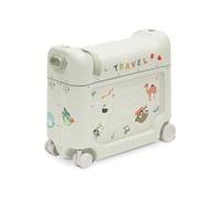 Stokke JetKids™ BedBox™ Valigia Cavalcabile per Bambini, Verde Mare | Valigia cavalcabile con ruote che si trasforma in lettino in aereo, da 2 anni, materassino incluso.