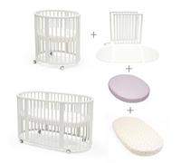 STOKKE - Pack Culla Mini White + Kit Estensione + Materasso per Sleepi Mini e Lettino + Lenzuolo Sleepi Mini e Lettino