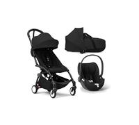 STOKKE - Trio YOYO³ Black con Navicella Bassinet, Seggiolino Auto Cloud - T e Telaio Nero (PROMO)
